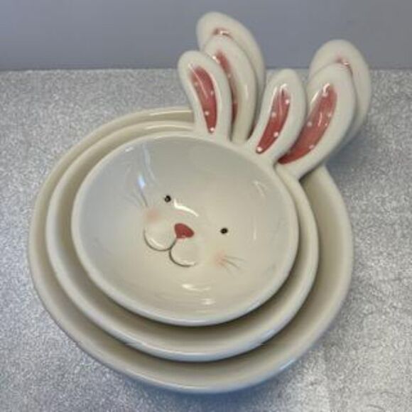 Easter Blossoms and Blooms Bunny Rabbit Nesting Candy Snack Bowls Set of 3 EUC - Picture 3 of 7